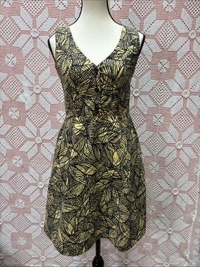 Vintage Leaf Print Fit & Flare Dress USA Made